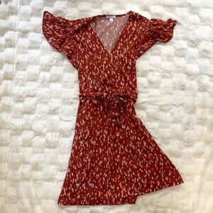 Nine West XL Faux Wrap Dress EUC Short Ruffle Sleeve